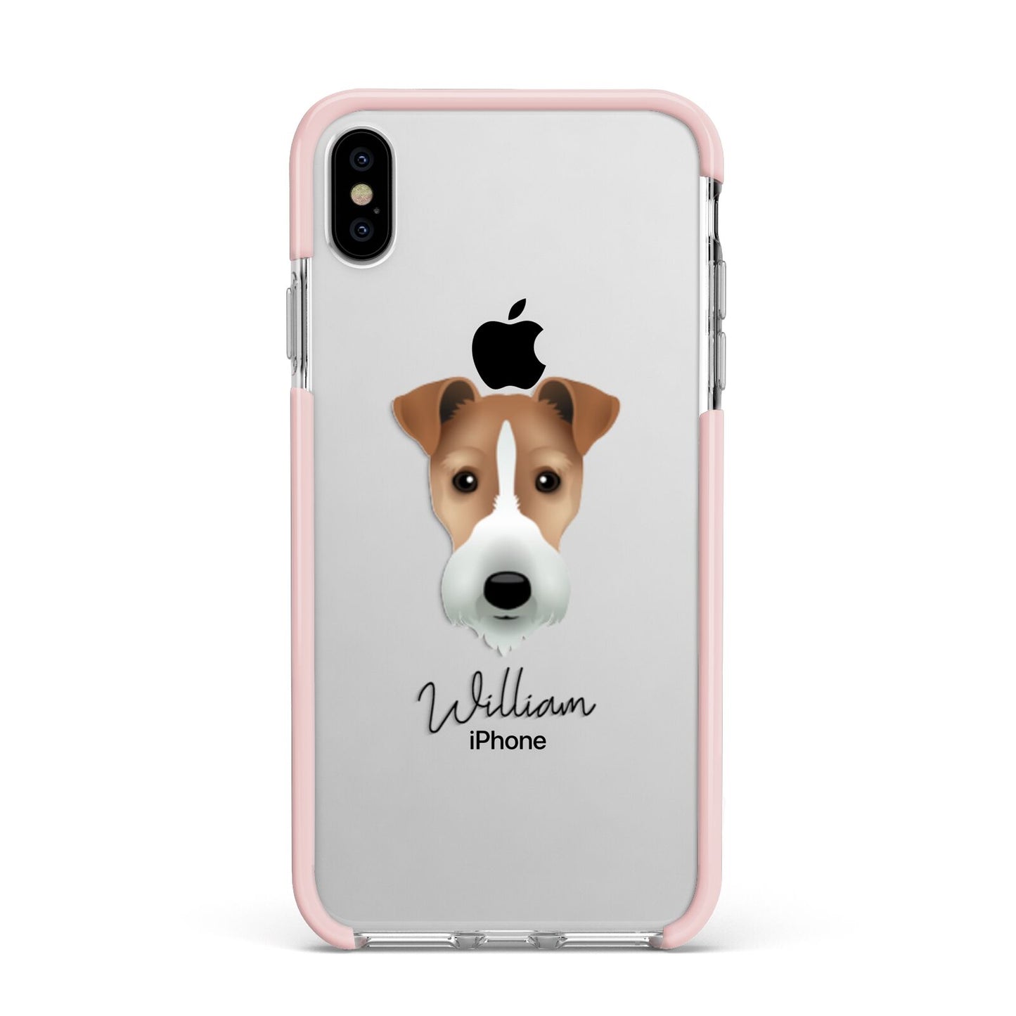 Fox Terrier Personalised Apple iPhone Xs Max Impact Case Pink Edge on Silver Phone