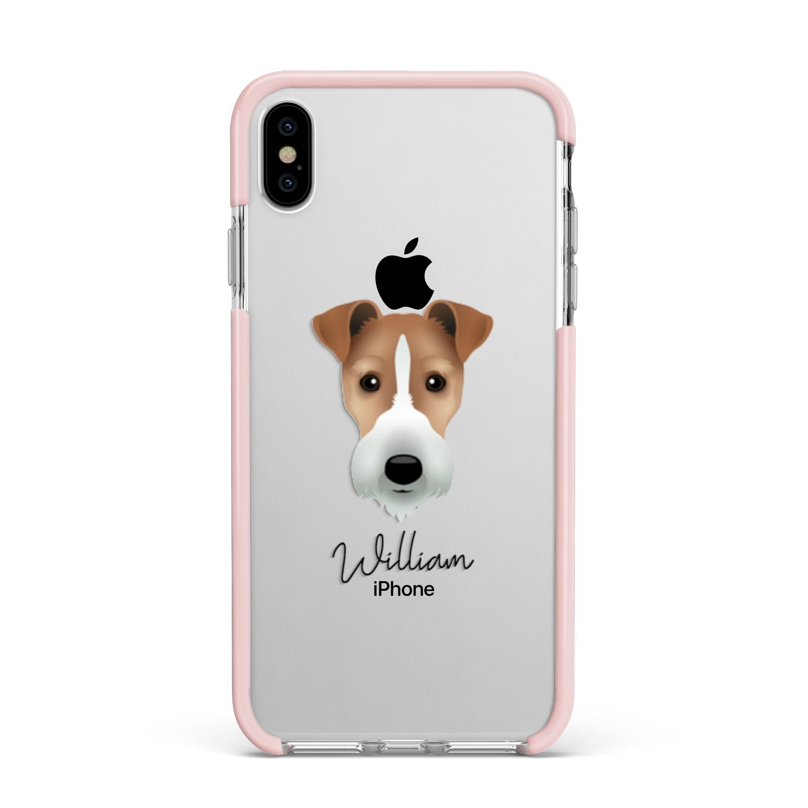 Fox Terrier Personalised Apple iPhone Xs Max Impact Case Pink Edge on Silver Phone
