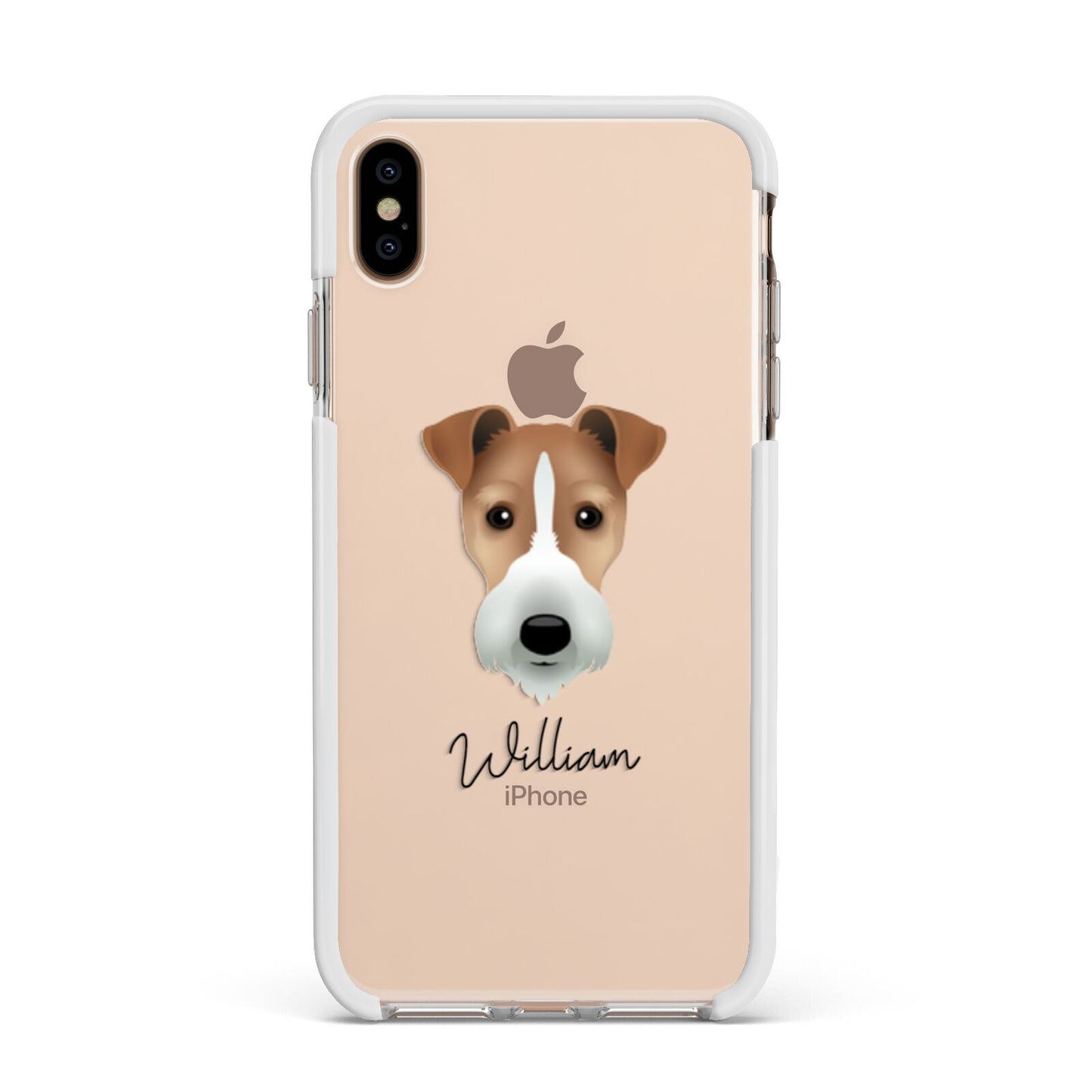 Fox Terrier Personalised Apple iPhone Xs Max Impact Case White Edge on Gold Phone
