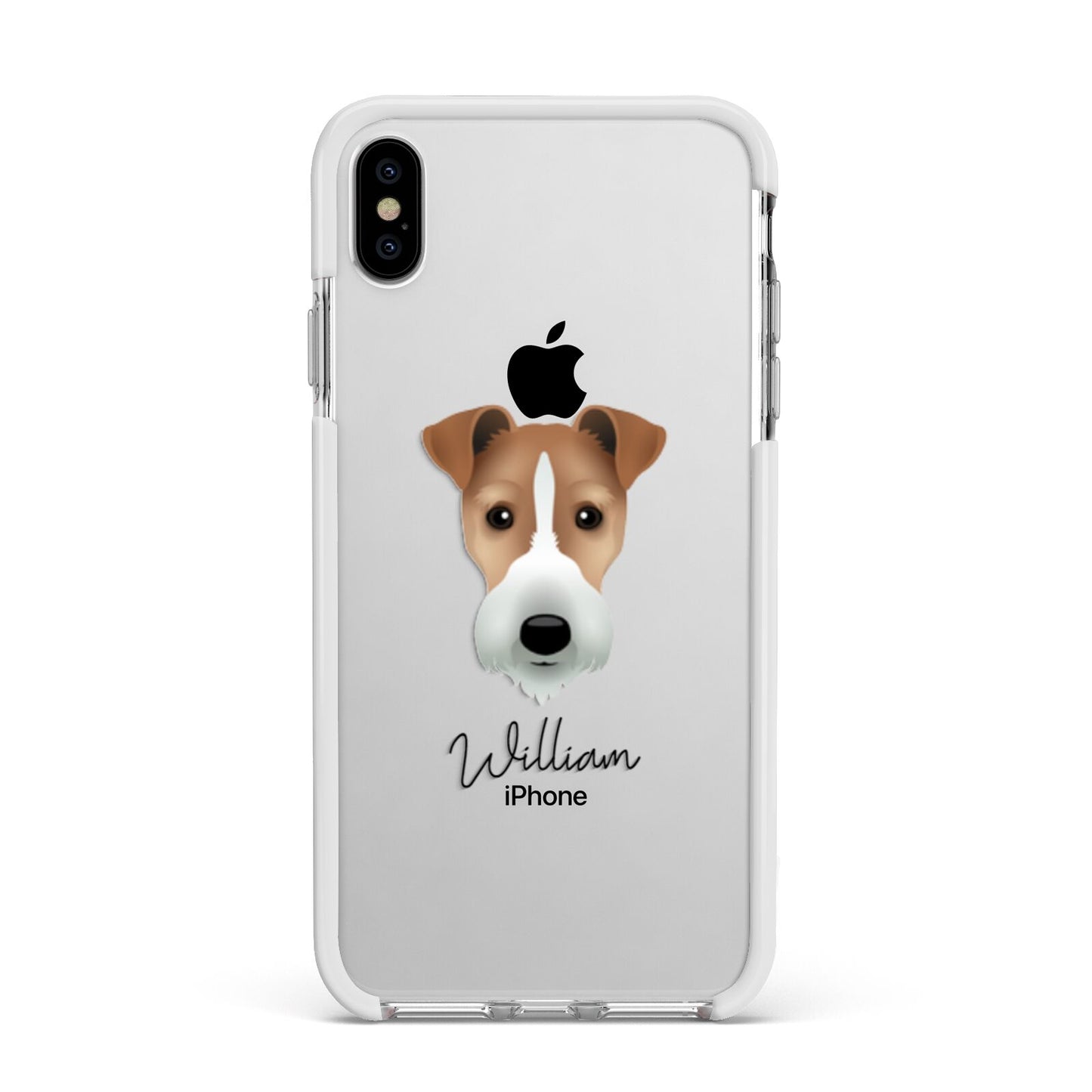 Fox Terrier Personalised Apple iPhone Xs Max Impact Case White Edge on Silver Phone