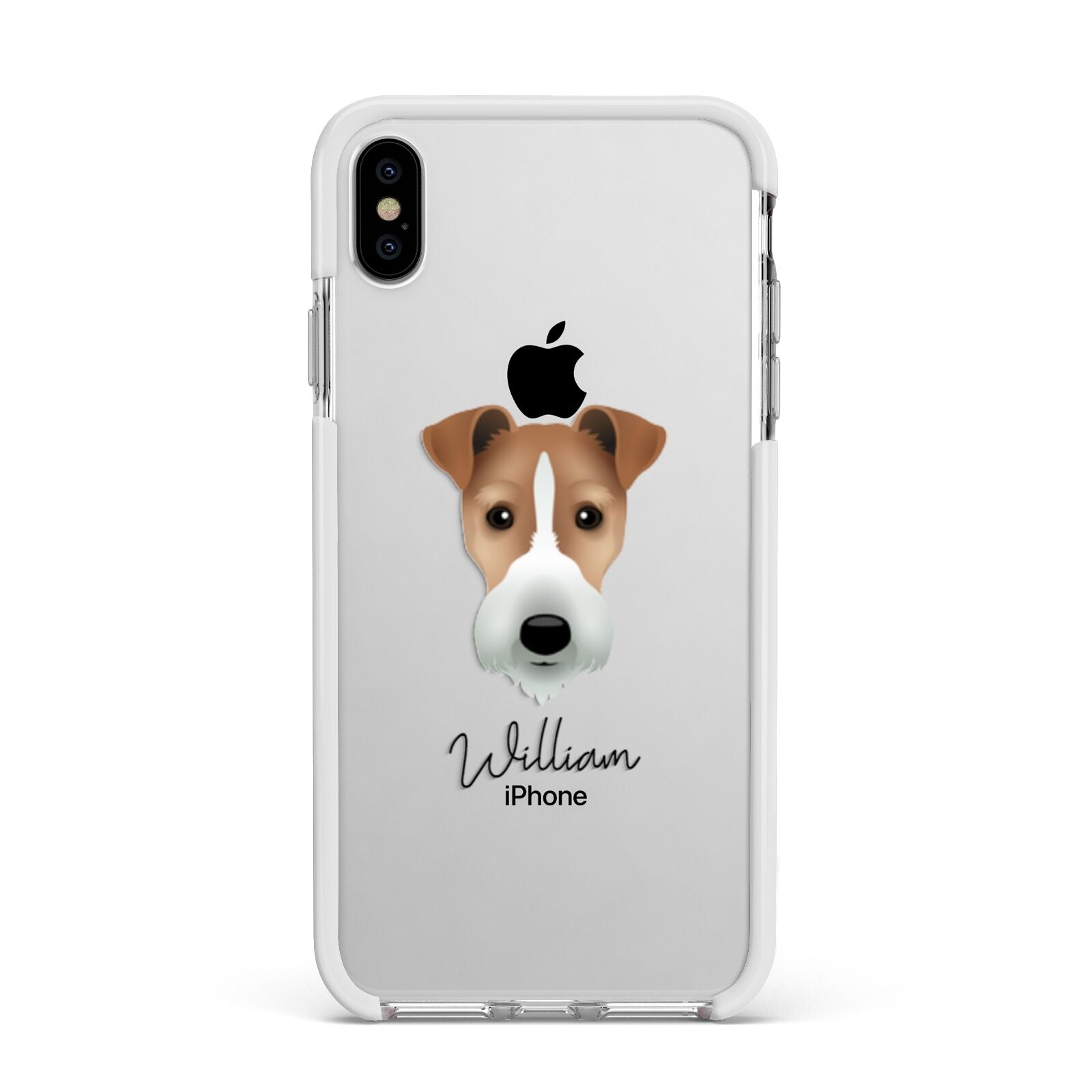 Fox Terrier Personalised Apple iPhone Xs Max Impact Case White Edge on Silver Phone