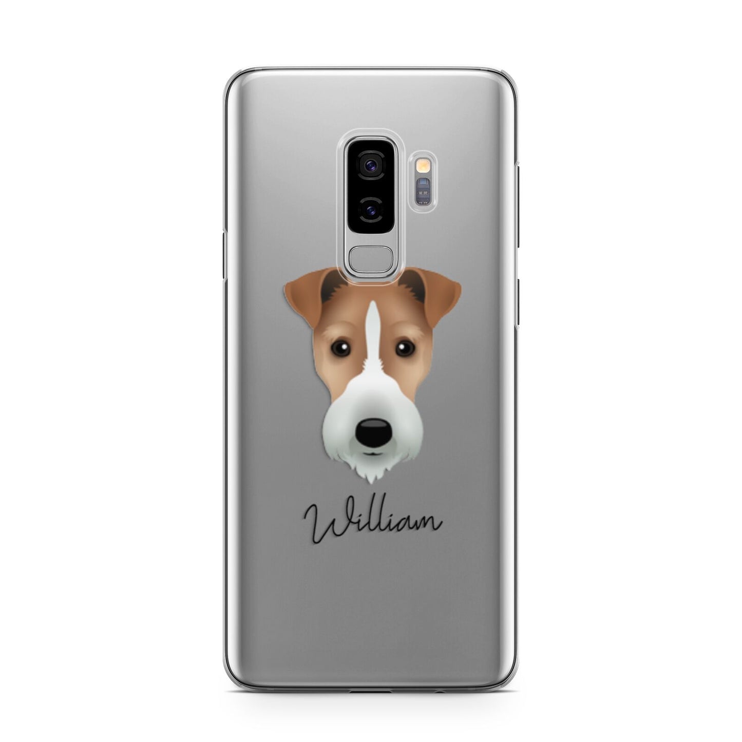 Fox Terrier Personalised Samsung Galaxy S9 Plus Case on Silver phone