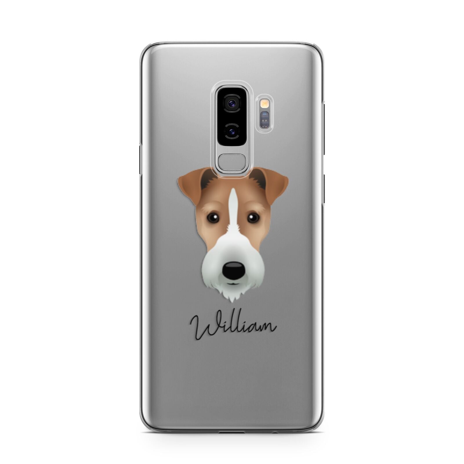 Fox Terrier Personalised Samsung Galaxy S9 Plus Case on Silver phone