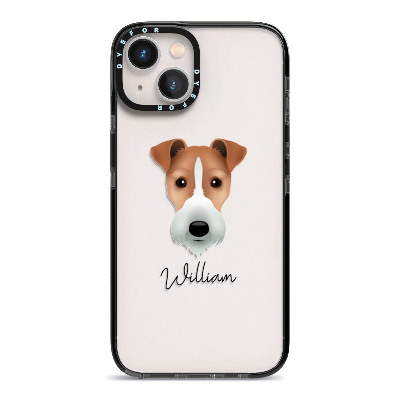 Fox Terrier Personalised iPhone 13 Black Impact Case on Silver phone