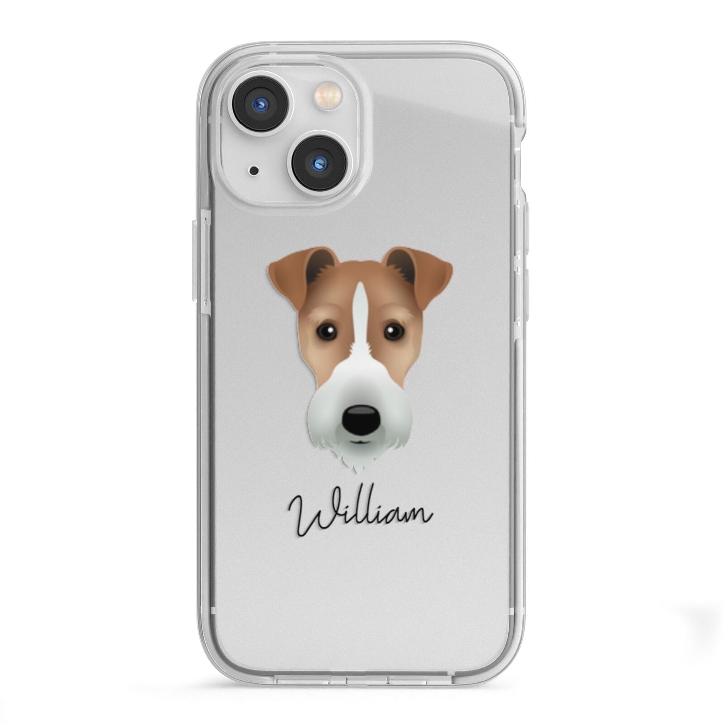 Fox Terrier Personalised iPhone 13 Mini TPU Impact Case with White Edges