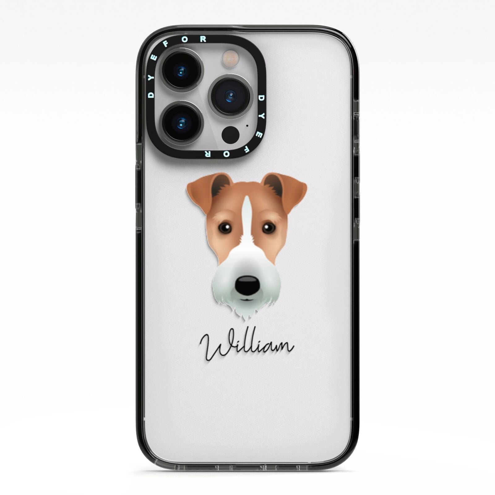 Fox Terrier Personalised iPhone 13 Pro Black Impact Case on Silver phone
