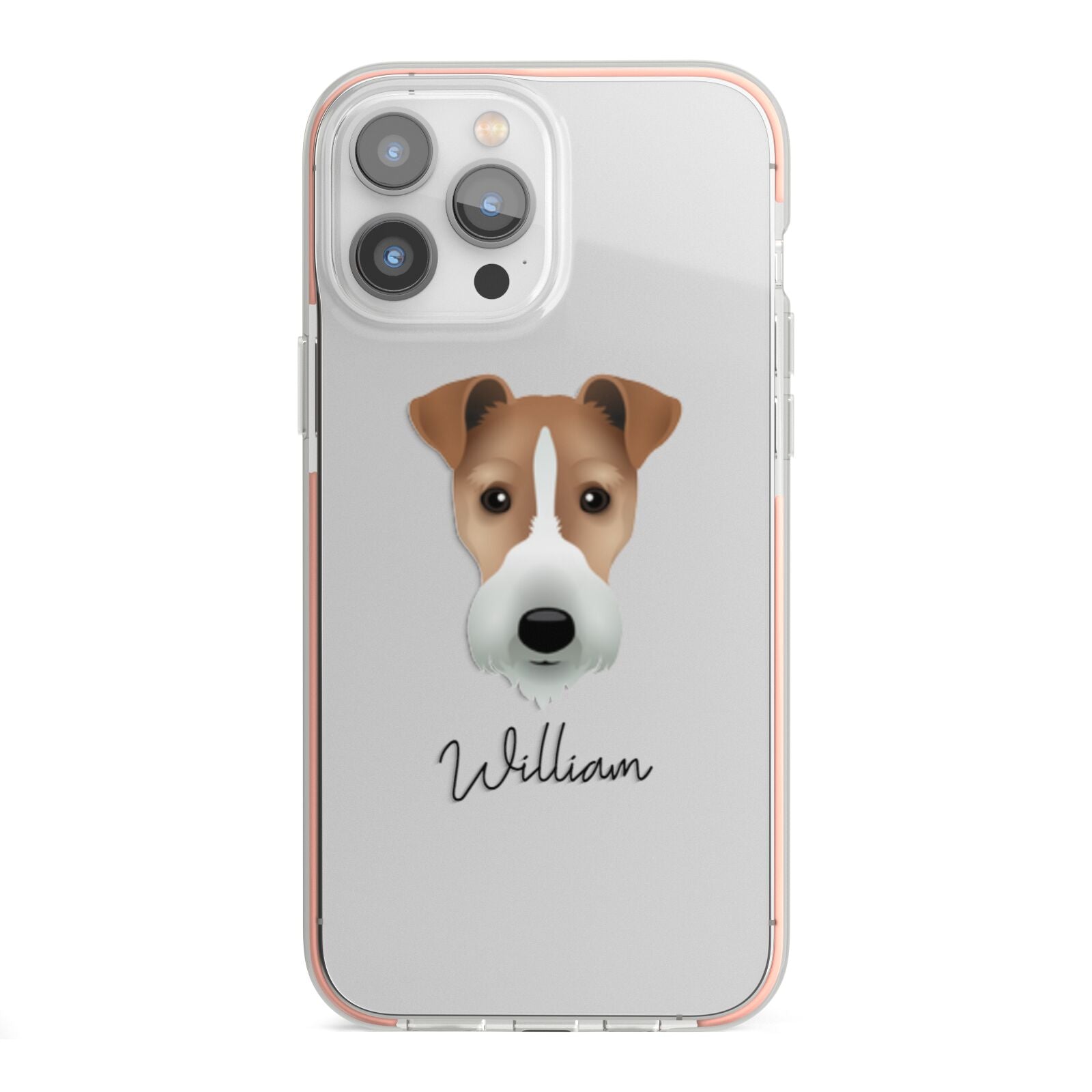 Fox Terrier Personalised iPhone 13 Pro Max TPU Impact Case with Pink Edges