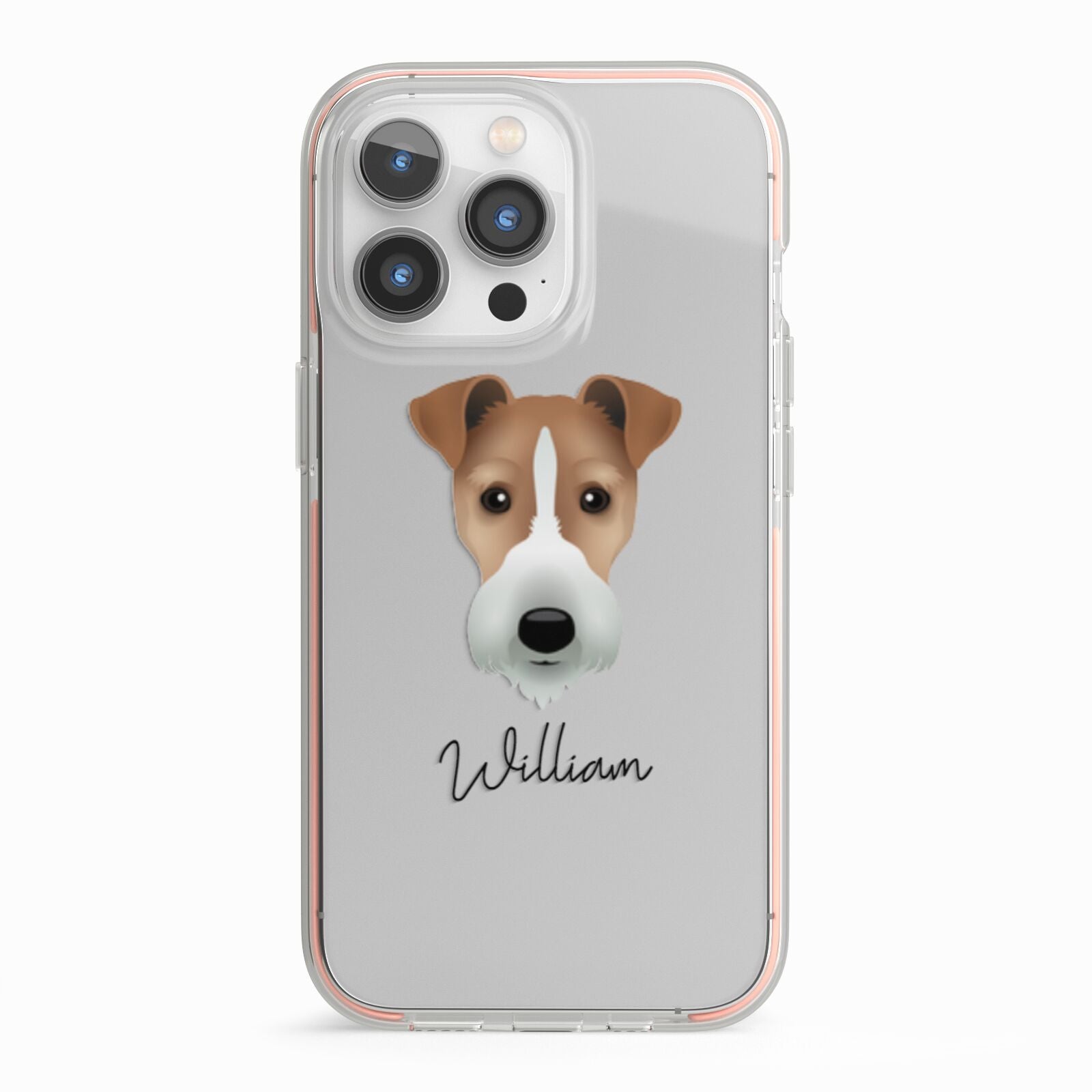 Fox Terrier Personalised iPhone 13 Pro TPU Impact Case with Pink Edges