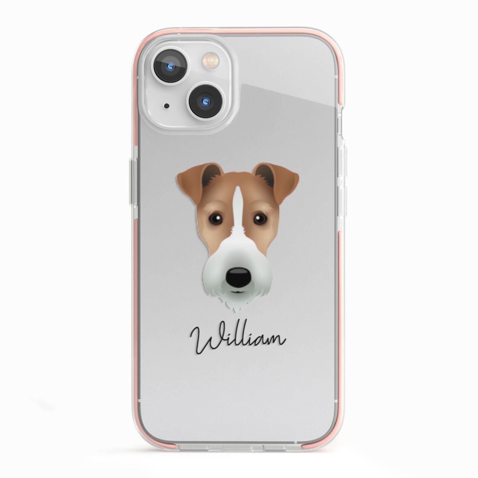 Fox Terrier Personalised iPhone 13 TPU Impact Case with Pink Edges