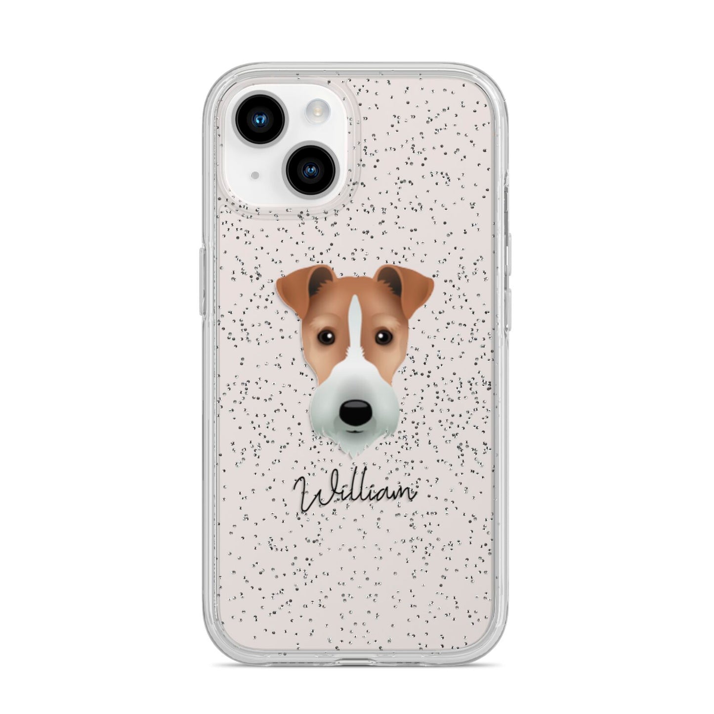 Fox Terrier Personalised iPhone 14 Glitter Tough Case Starlight