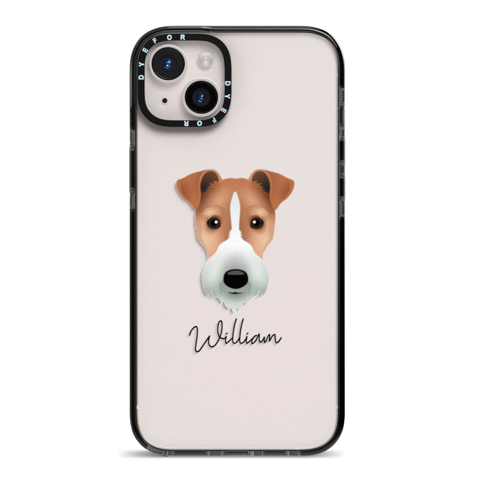 Fox Terrier Personalised iPhone 14 Plus Black Impact Case on Silver phone