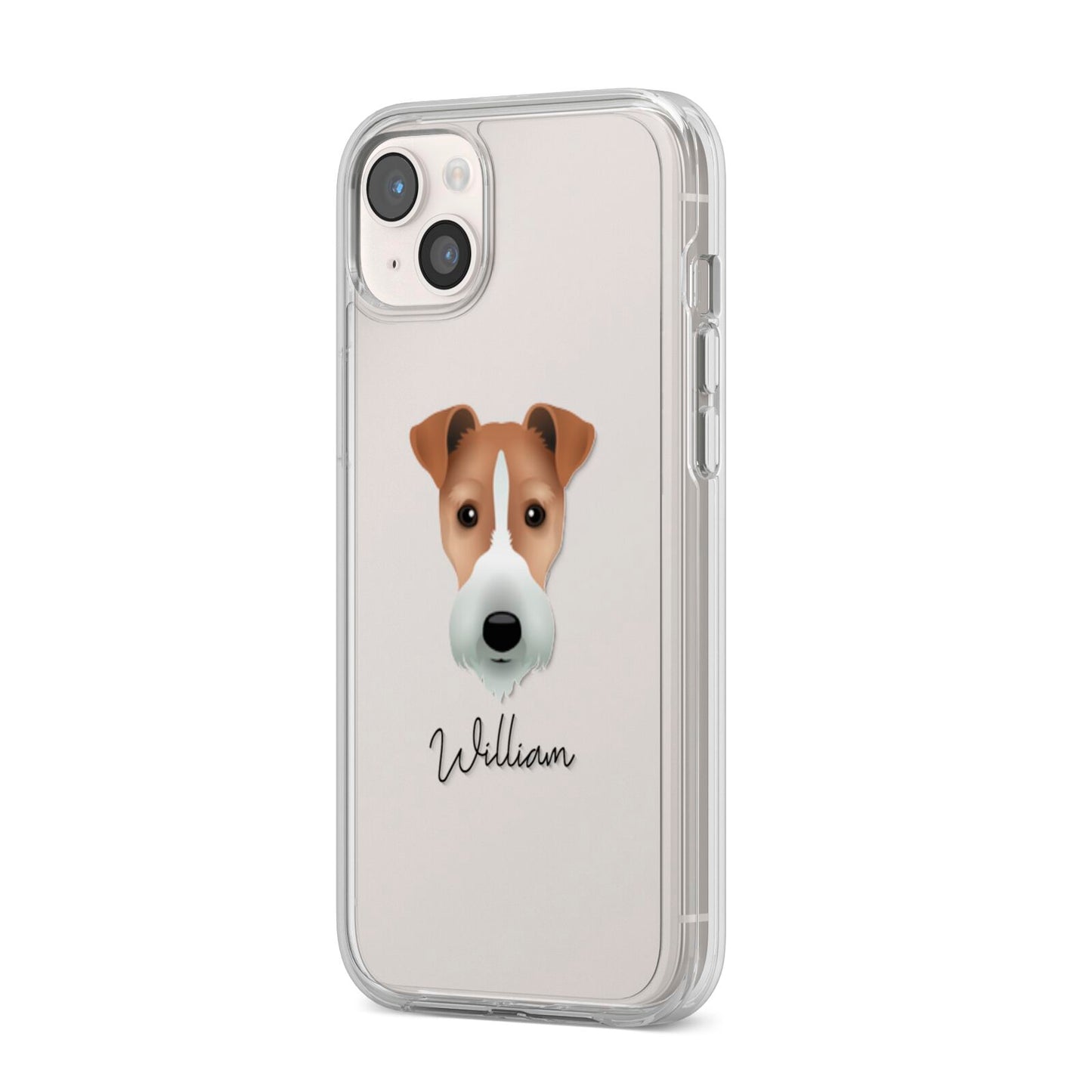 Fox Terrier Personalised iPhone 14 Plus Clear Tough Case Starlight Angled Image