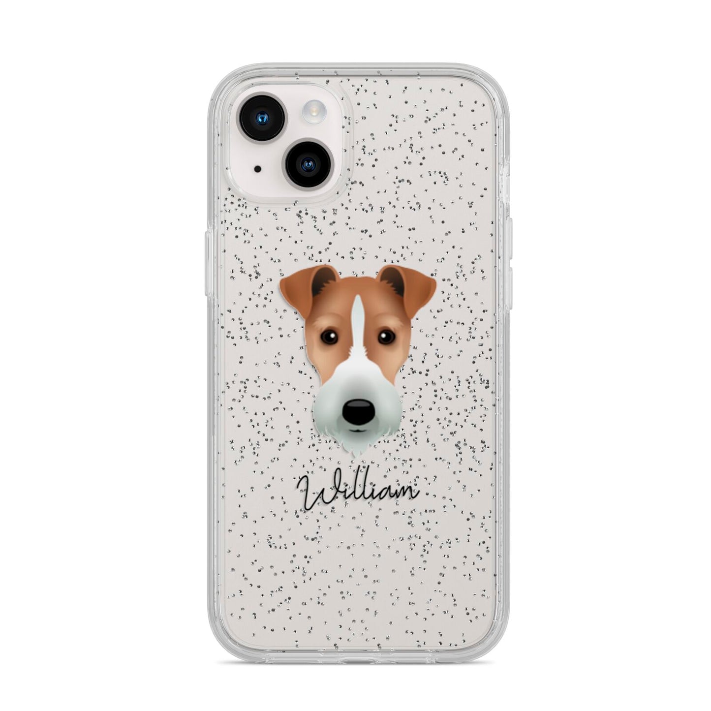 Fox Terrier Personalised iPhone 14 Plus Glitter Tough Case Starlight