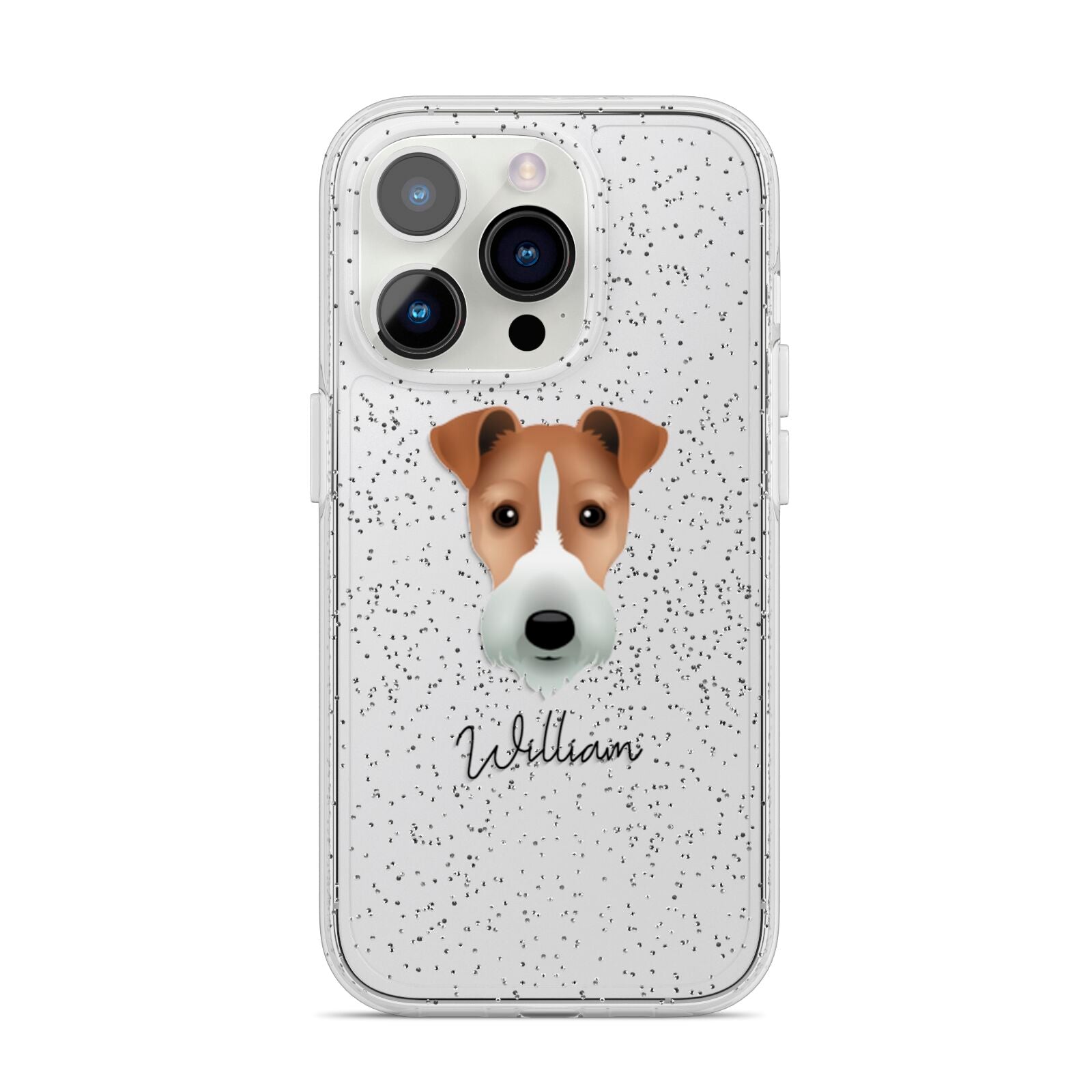 Fox Terrier Personalised iPhone 14 Pro Glitter Tough Case Silver