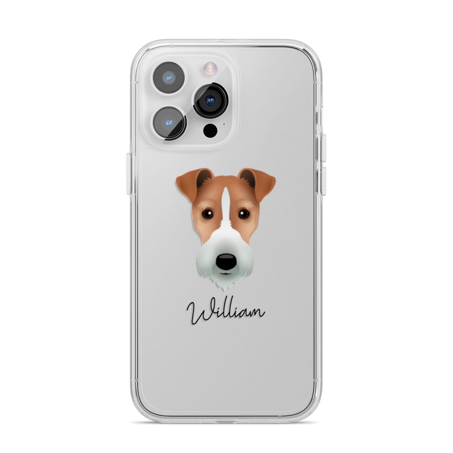 Fox Terrier Personalised iPhone 14 Pro Max Clear Tough Case Silver