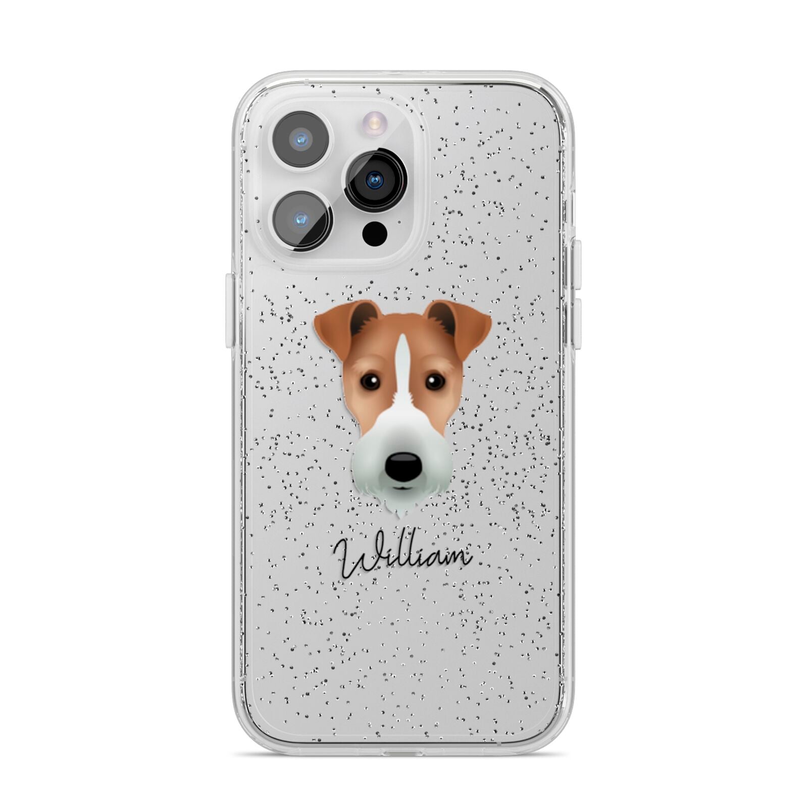 Fox Terrier Personalised iPhone 14 Pro Max Glitter Tough Case Silver