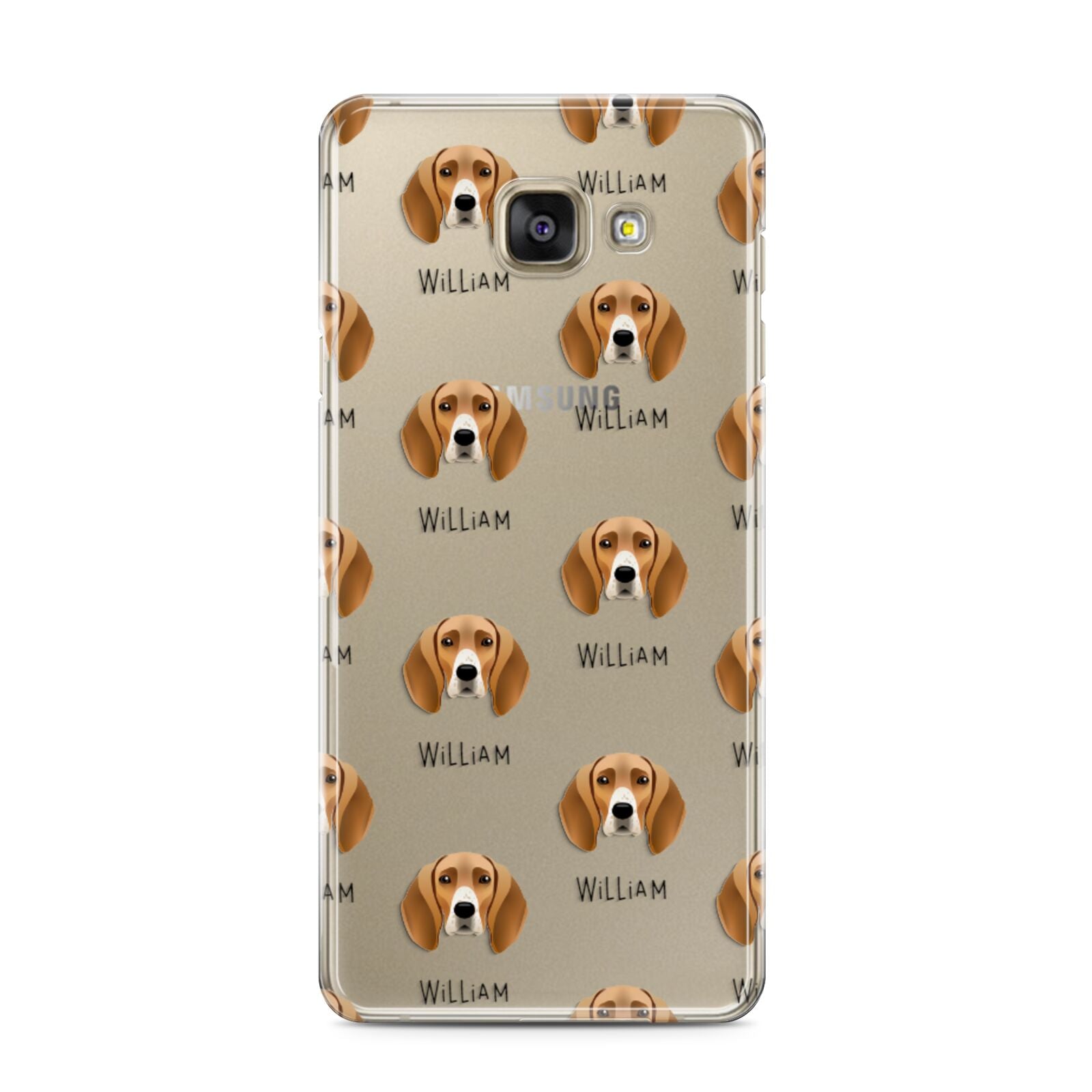 Foxhound Icon with Name Samsung Galaxy A3 2016 Case on gold phone