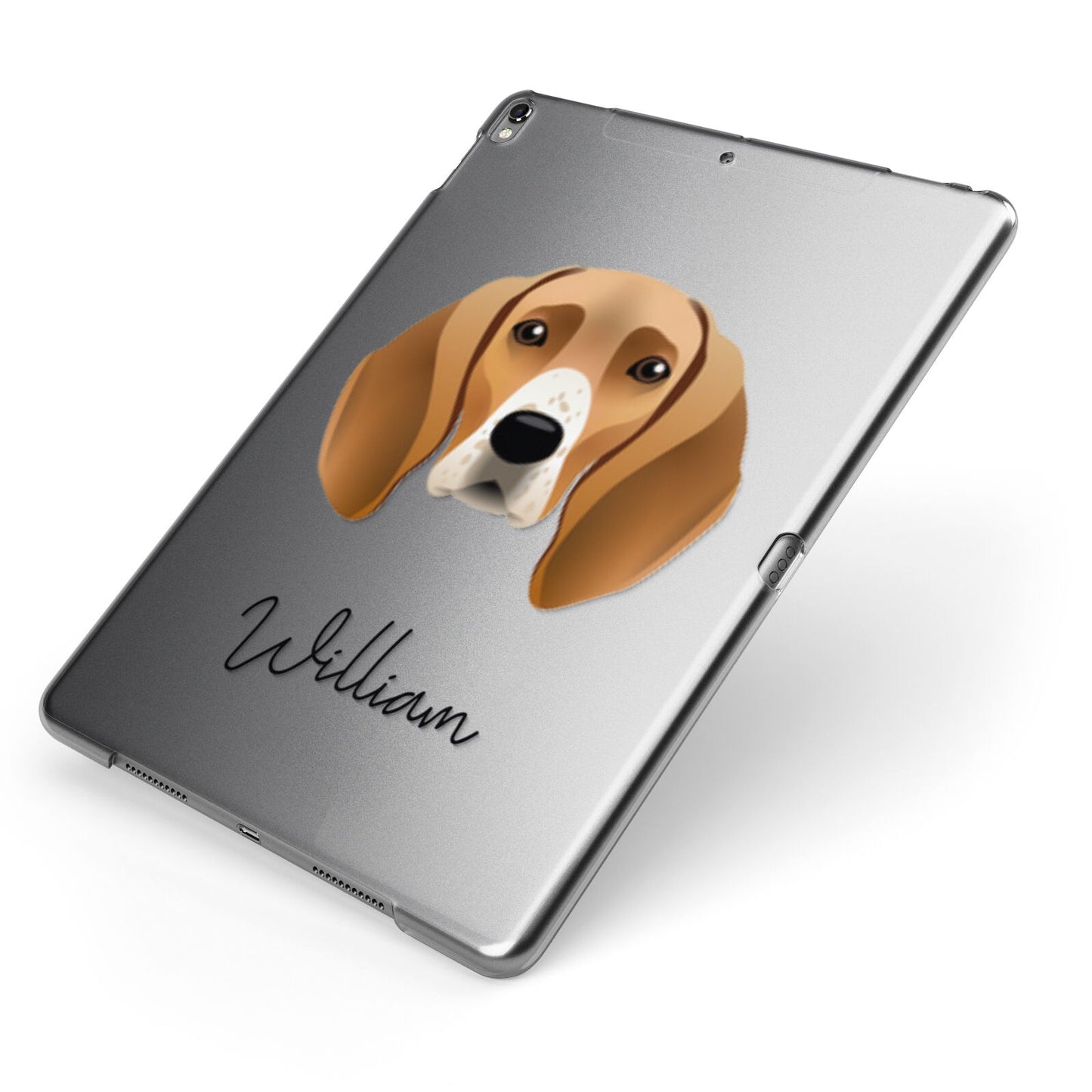Foxhound Personalised Apple iPad Case on Grey iPad Side View