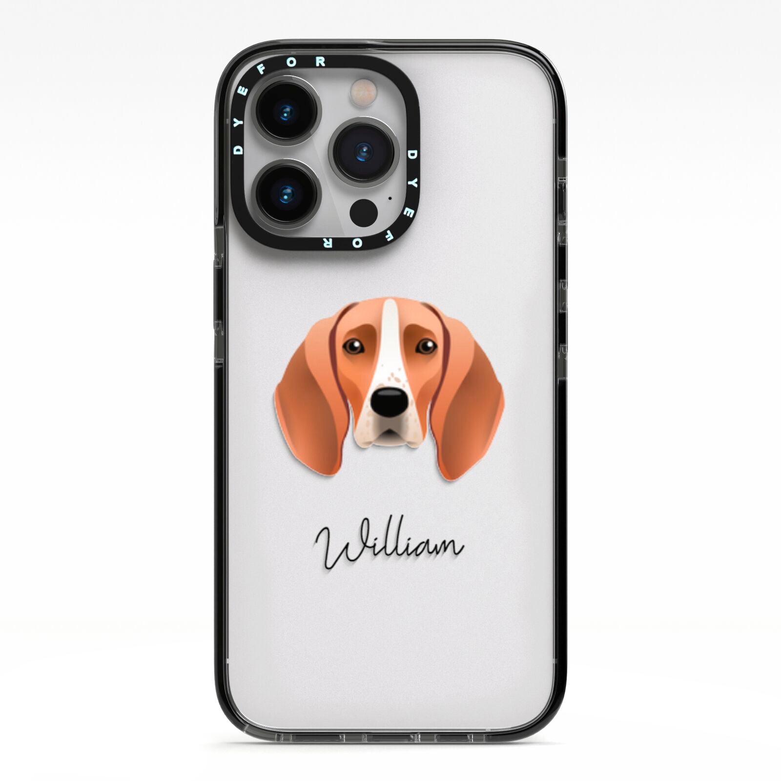 Foxhound Personalised iPhone 13 Pro Black Impact Case on Silver phone