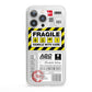 Fragile Courier Labels with Name iPhone 13 Pro Clear Bumper Case