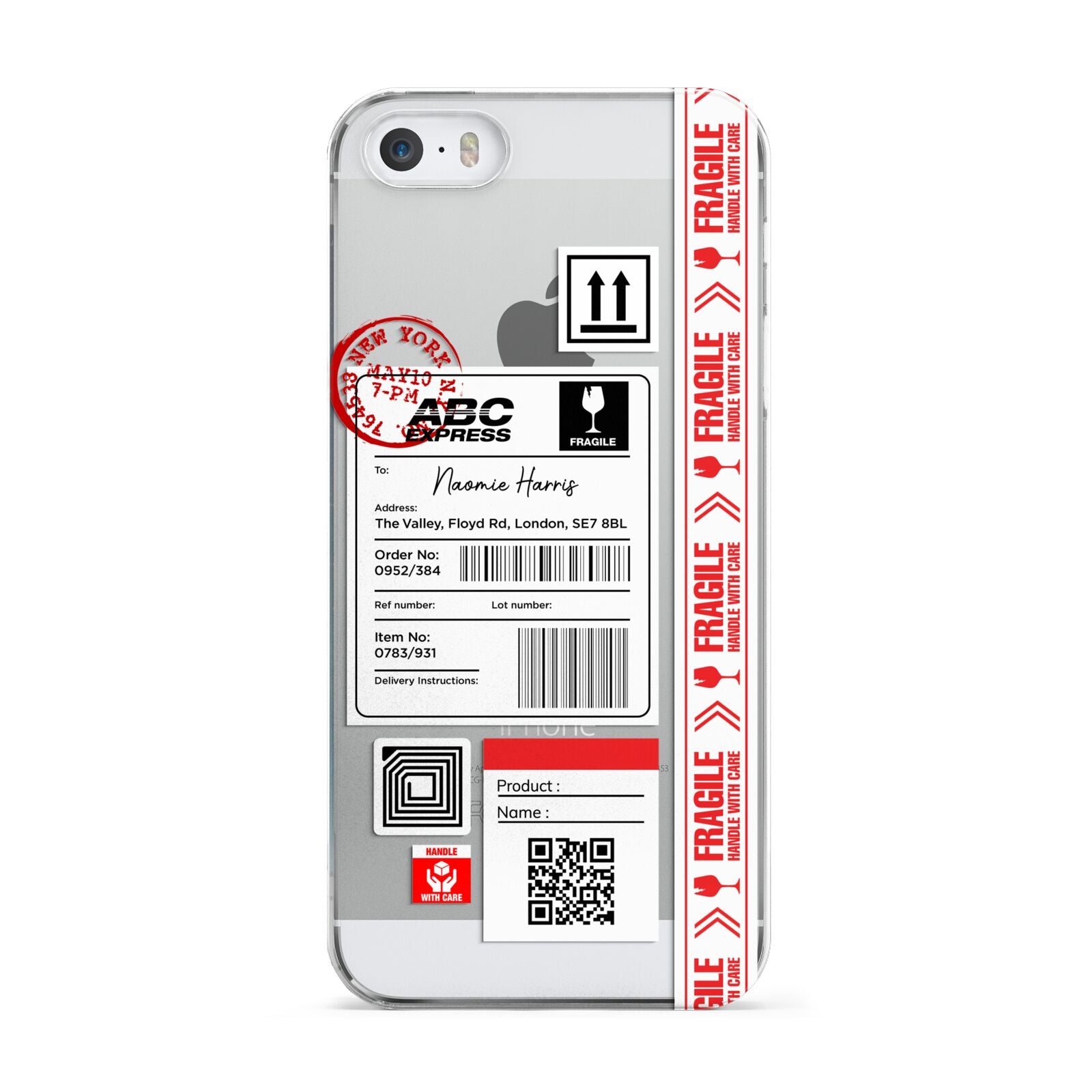 Fragile Delivery Labels with Name Apple iPhone 5 Case