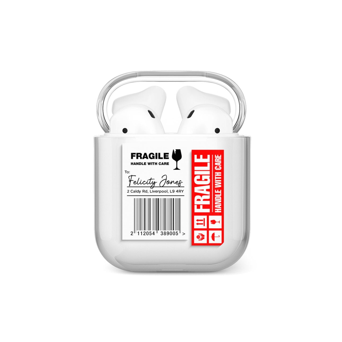 Fragile Parcel Labels with Name AirPods Case