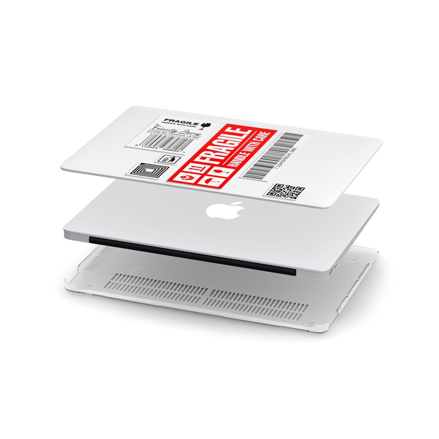 Fragile Parcel Labels with Name Apple MacBook Case in Detail