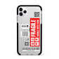 Fragile Parcel Labels with Name Apple iPhone 11 Pro Max in Silver with Black Impact Case