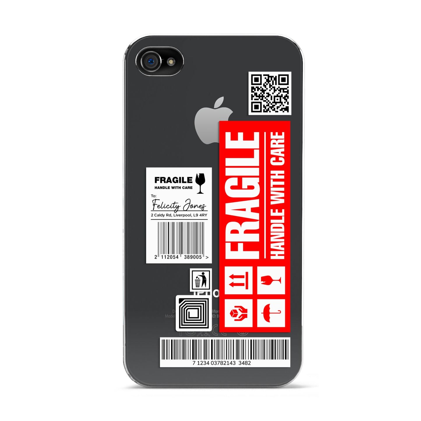 Fragile Parcel Labels with Name Apple iPhone 4s Case