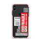 Fragile Parcel Labels with Name Apple iPhone Xs Max Impact Case Pink Edge on Black Phone