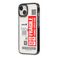 Fragile Parcel Labels with Name iPhone 14 Black Impact Case Side Angle on Silver phone