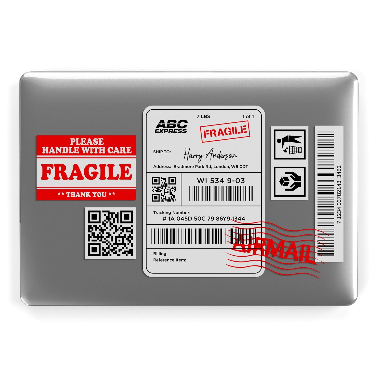 Fragile Parcel Stickers with Name Macbook Case – Dyefor