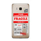 Fragile Parcel Stickers with Name Samsung Galaxy J7 2016 Case on gold phone