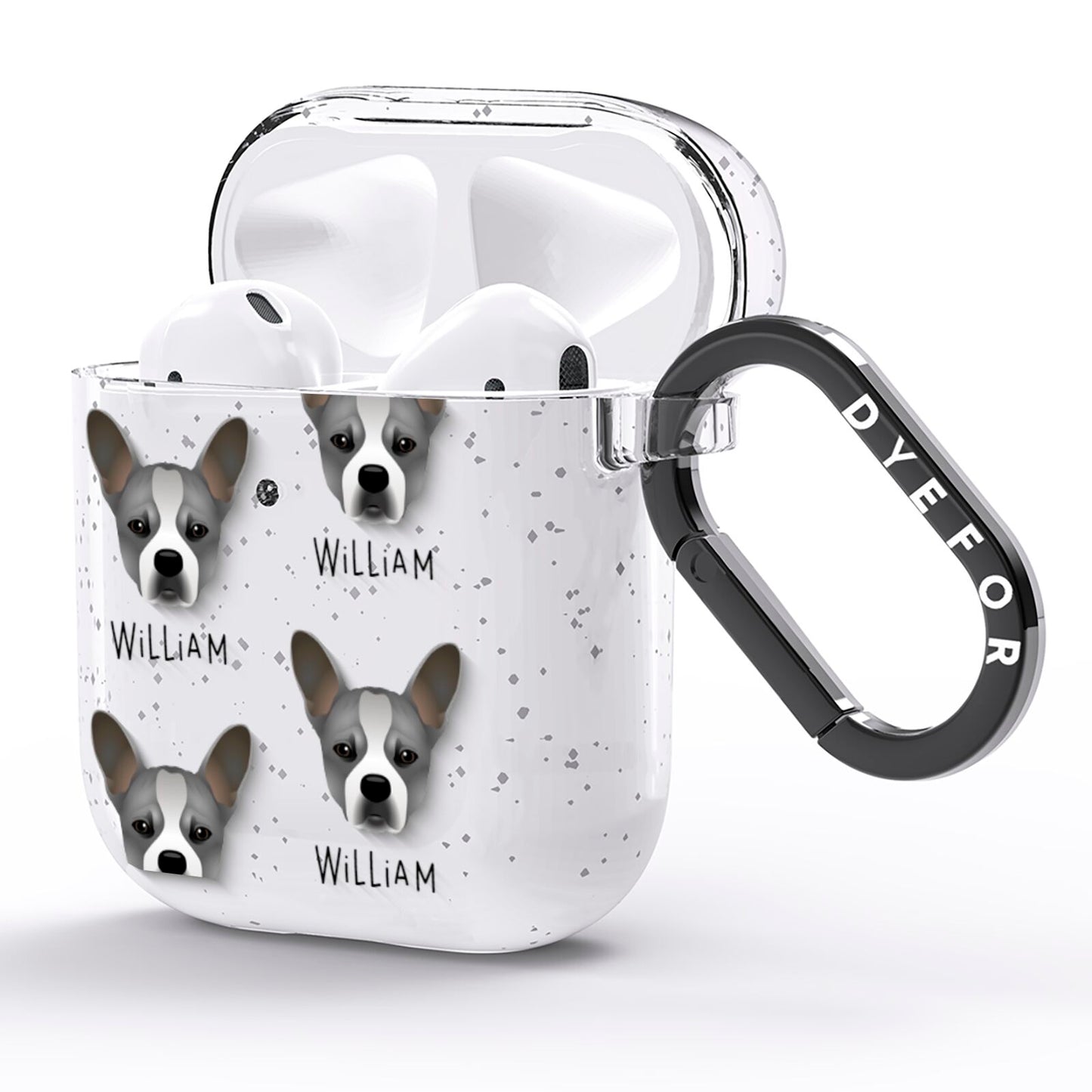 French Bull Jack Icon with Name AirPods Glitter Case Side Image