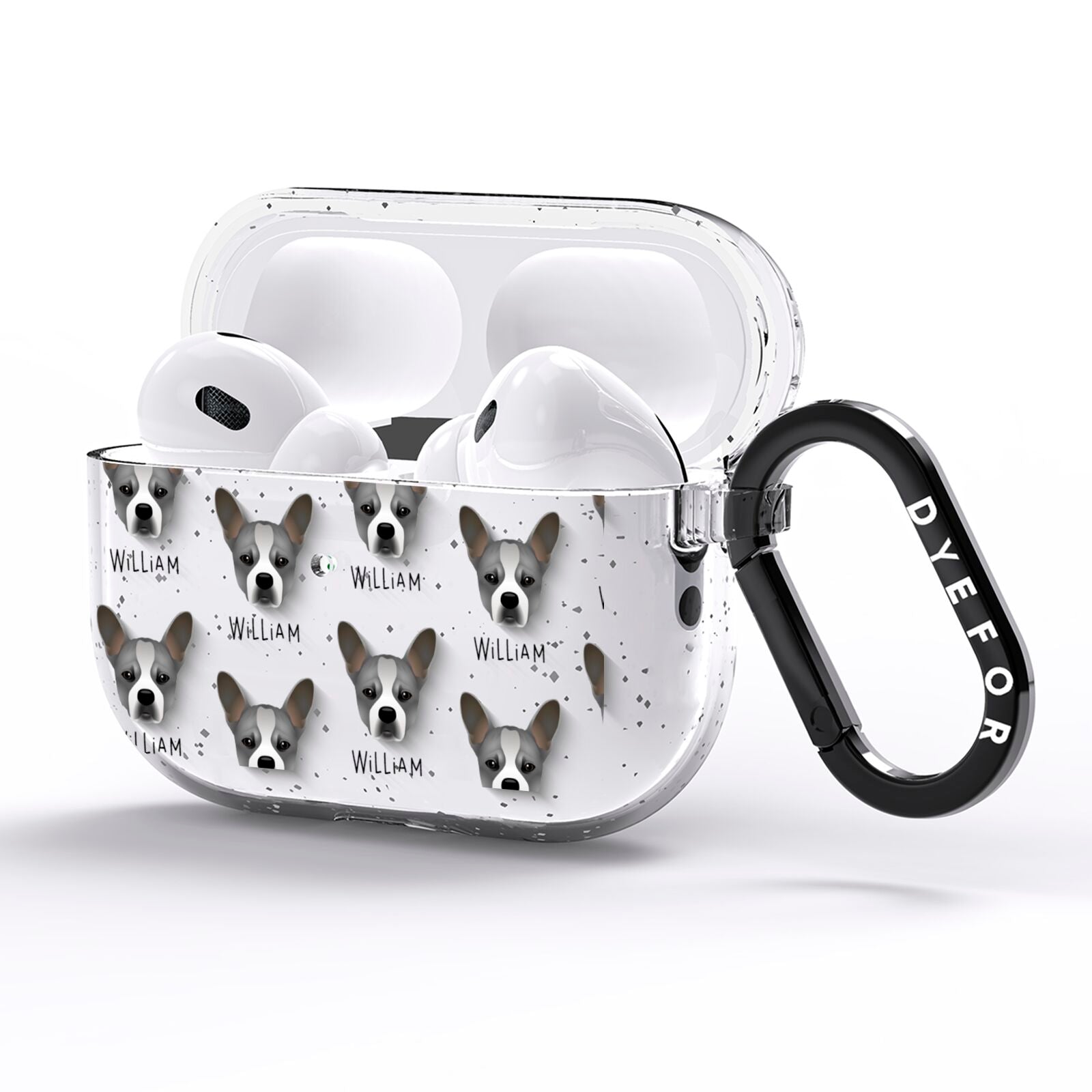 French Bull Jack Icon with Name AirPods Pro Glitter Case Side Image
