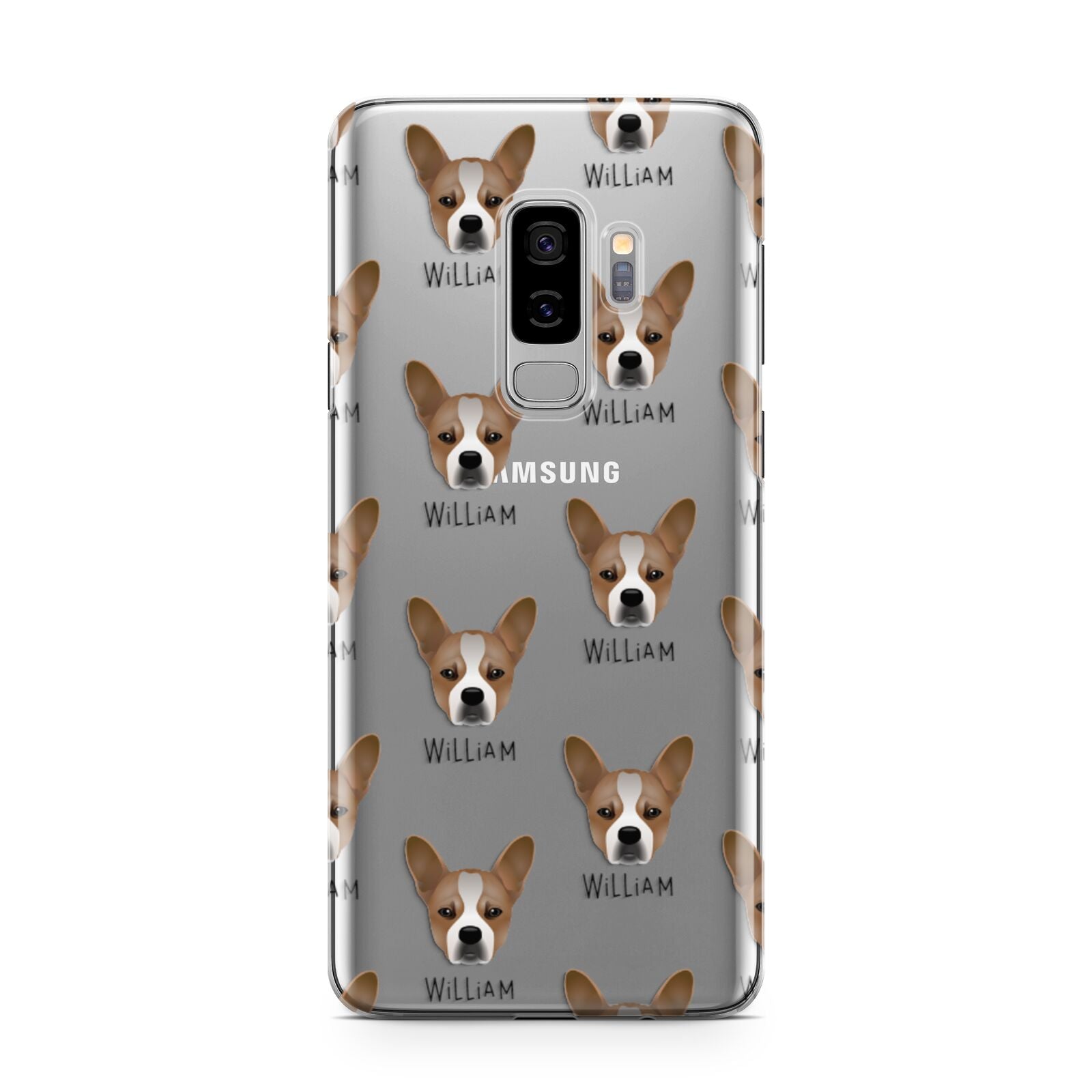French Bull Jack Icon with Name Samsung Galaxy S9 Plus Case on Silver phone