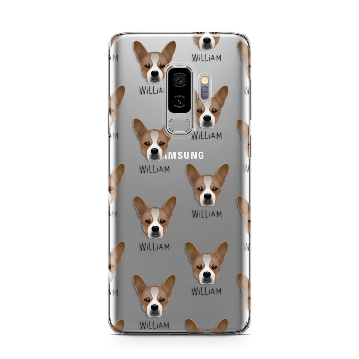 French Bull Jack Icon with Name Samsung Galaxy S9 Plus Case on Silver phone