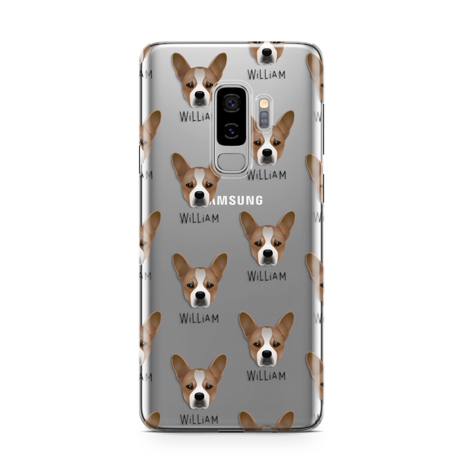 French Bull Jack Icon with Name Samsung Galaxy S9 Plus Case on Silver phone