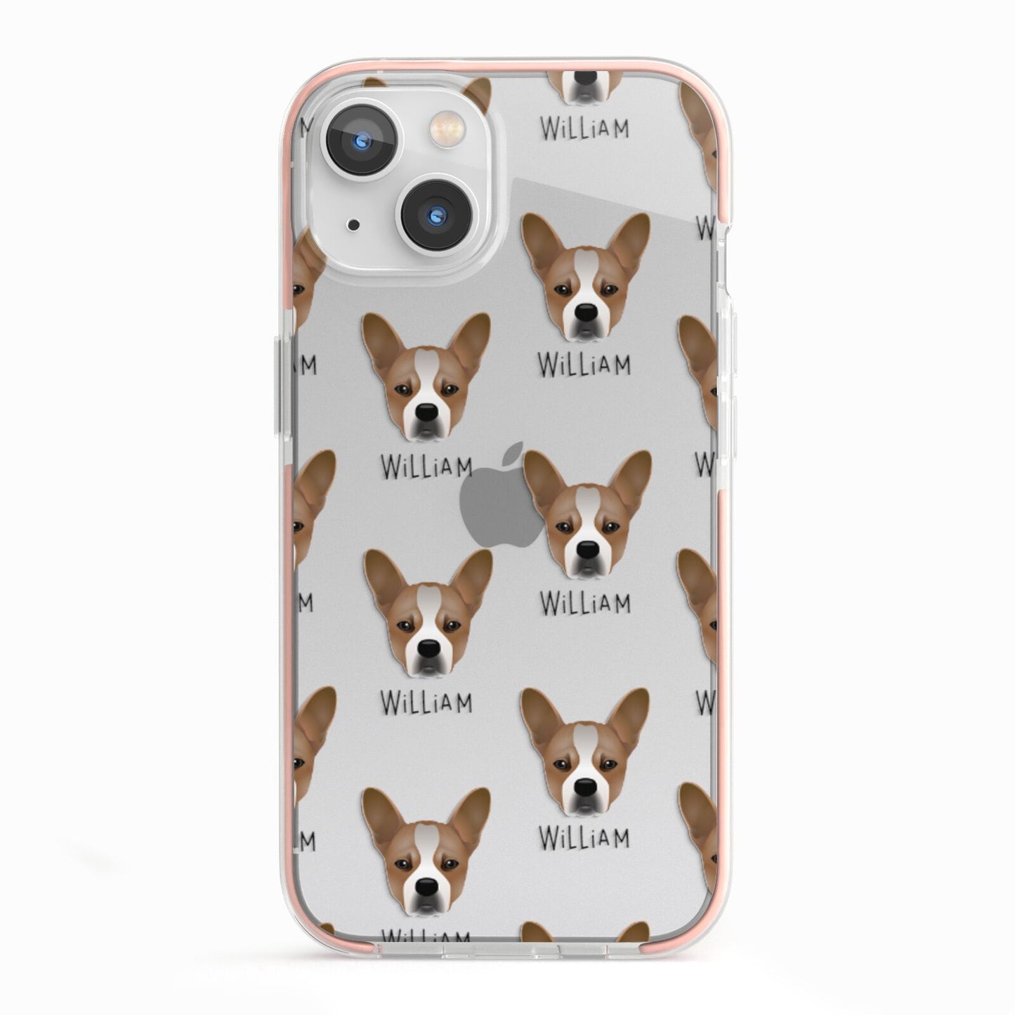 French Bull Jack Icon with Name iPhone 13 TPU Impact Case with Pink Edges
