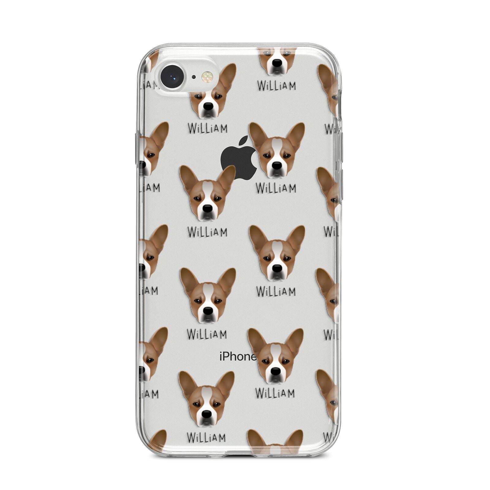 French Bull Jack Icon with Name iPhone 8 Bumper Case on Silver iPhone
