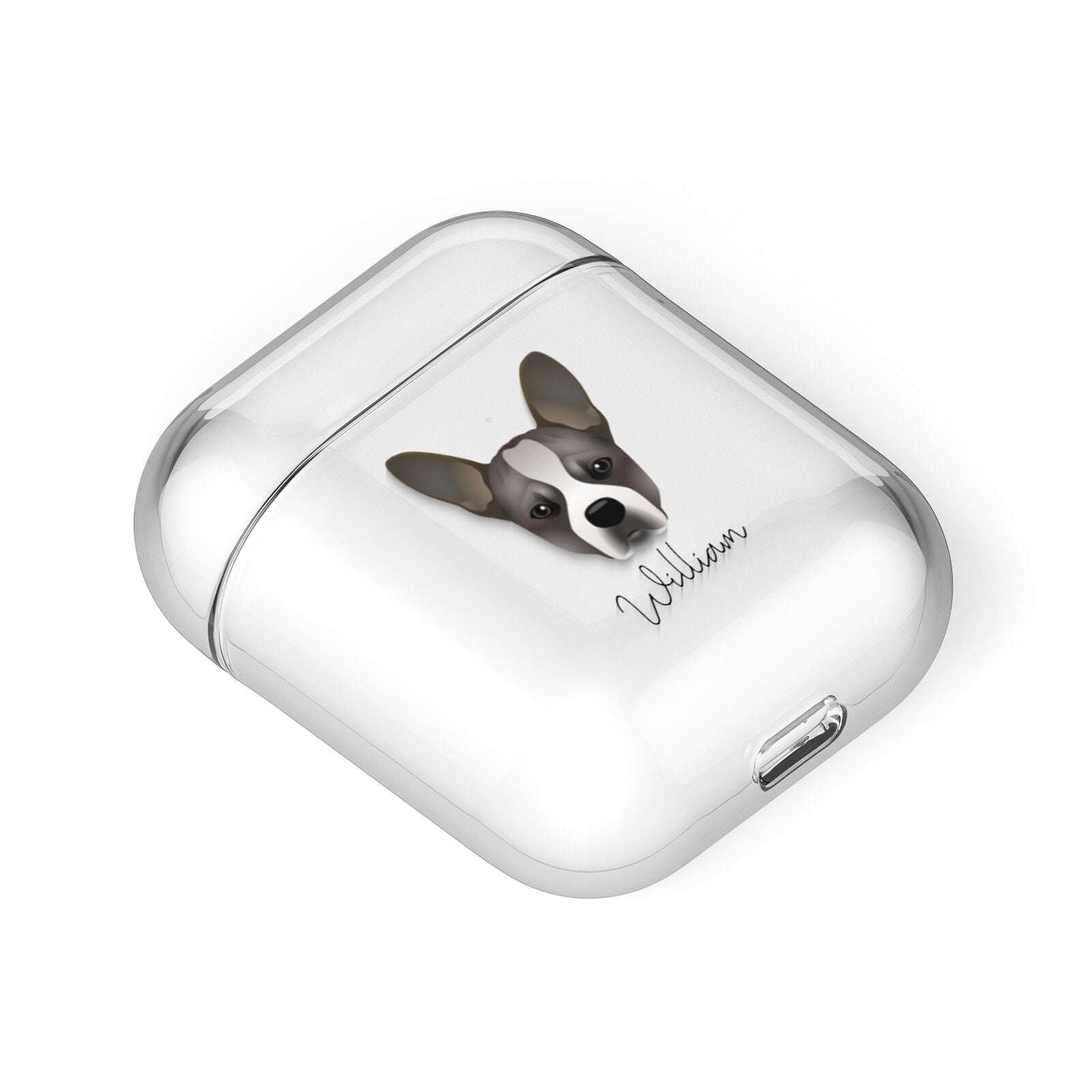 French Bull Jack Personalised AirPods Case Laid Flat