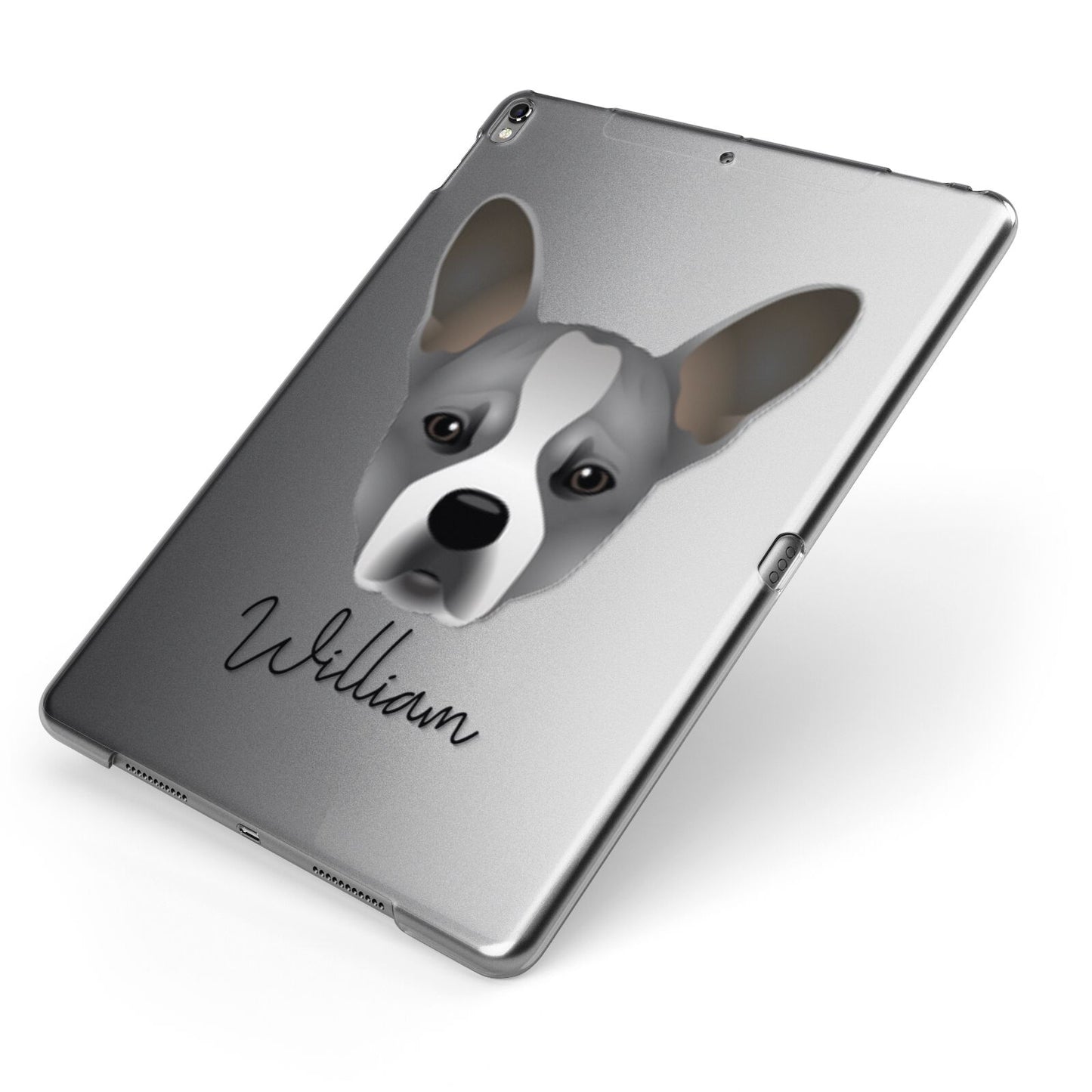 French Bull Jack Personalised Apple iPad Case on Grey iPad Side View