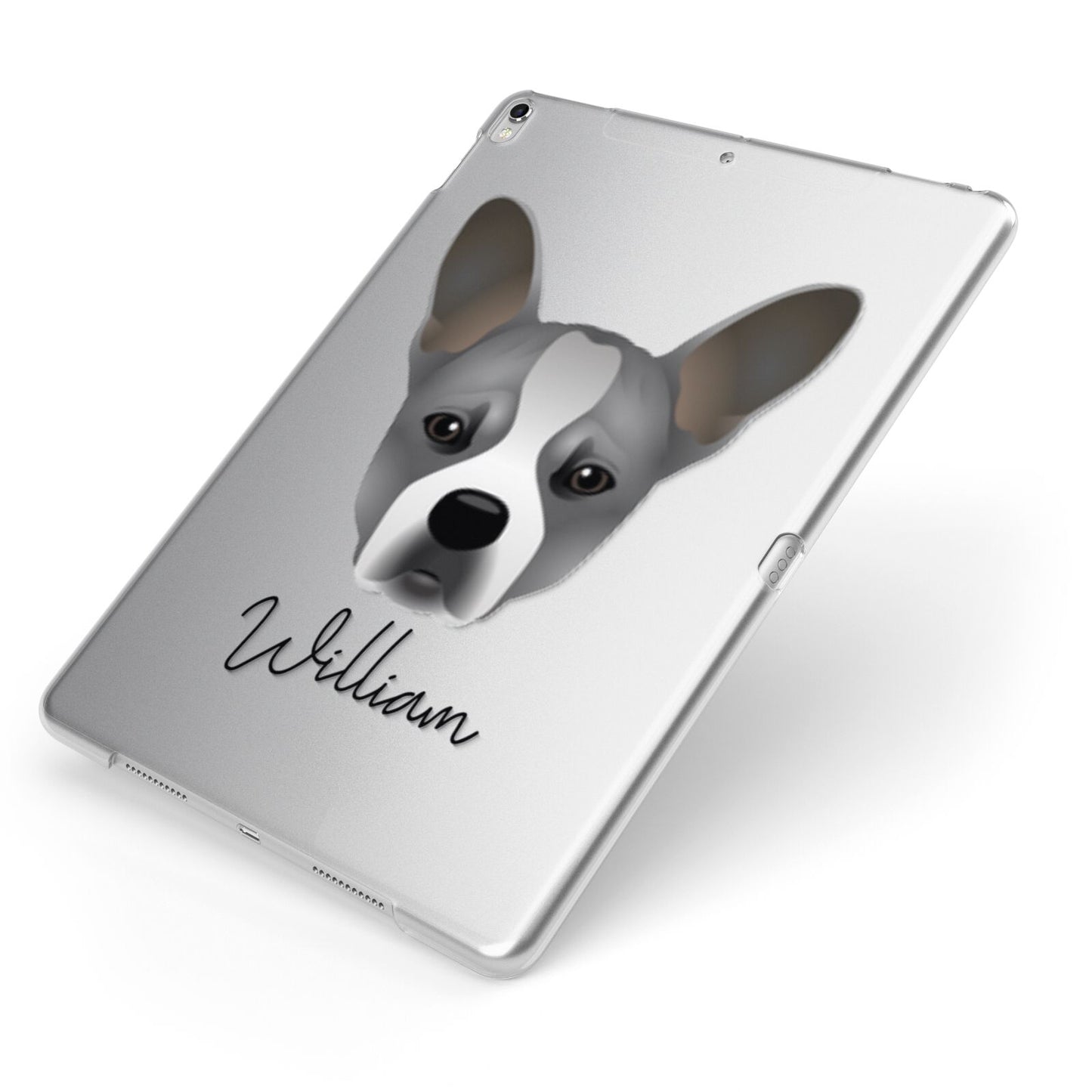 French Bull Jack Personalised Apple iPad Case on Silver iPad Side View