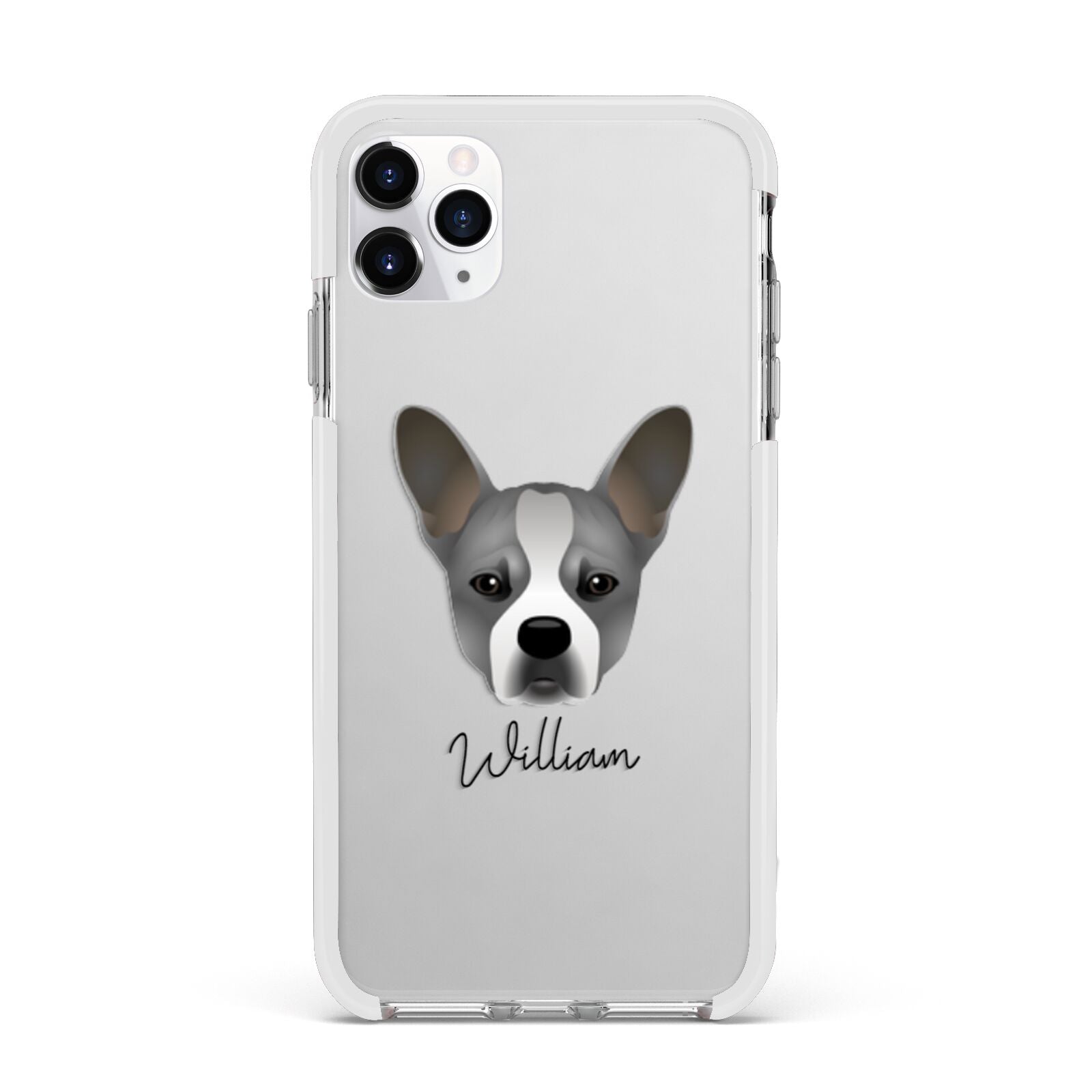 French Bull Jack Personalised Apple iPhone 11 Pro Max in Silver with White Impact Case