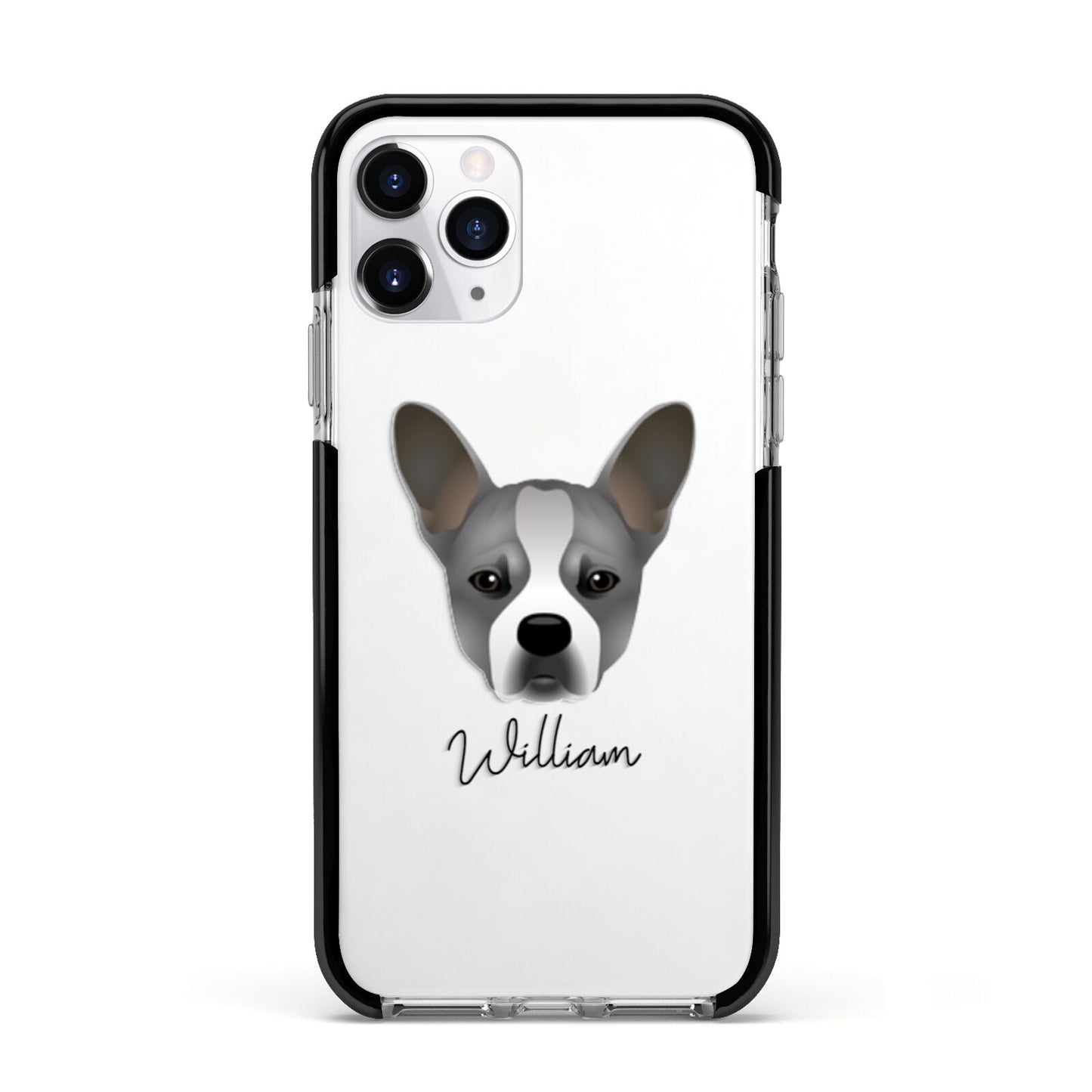 French Bull Jack Personalised Apple iPhone 11 Pro in Silver with Black Impact Case