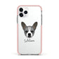 French Bull Jack Personalised Apple iPhone 11 Pro in Silver with Pink Impact Case
