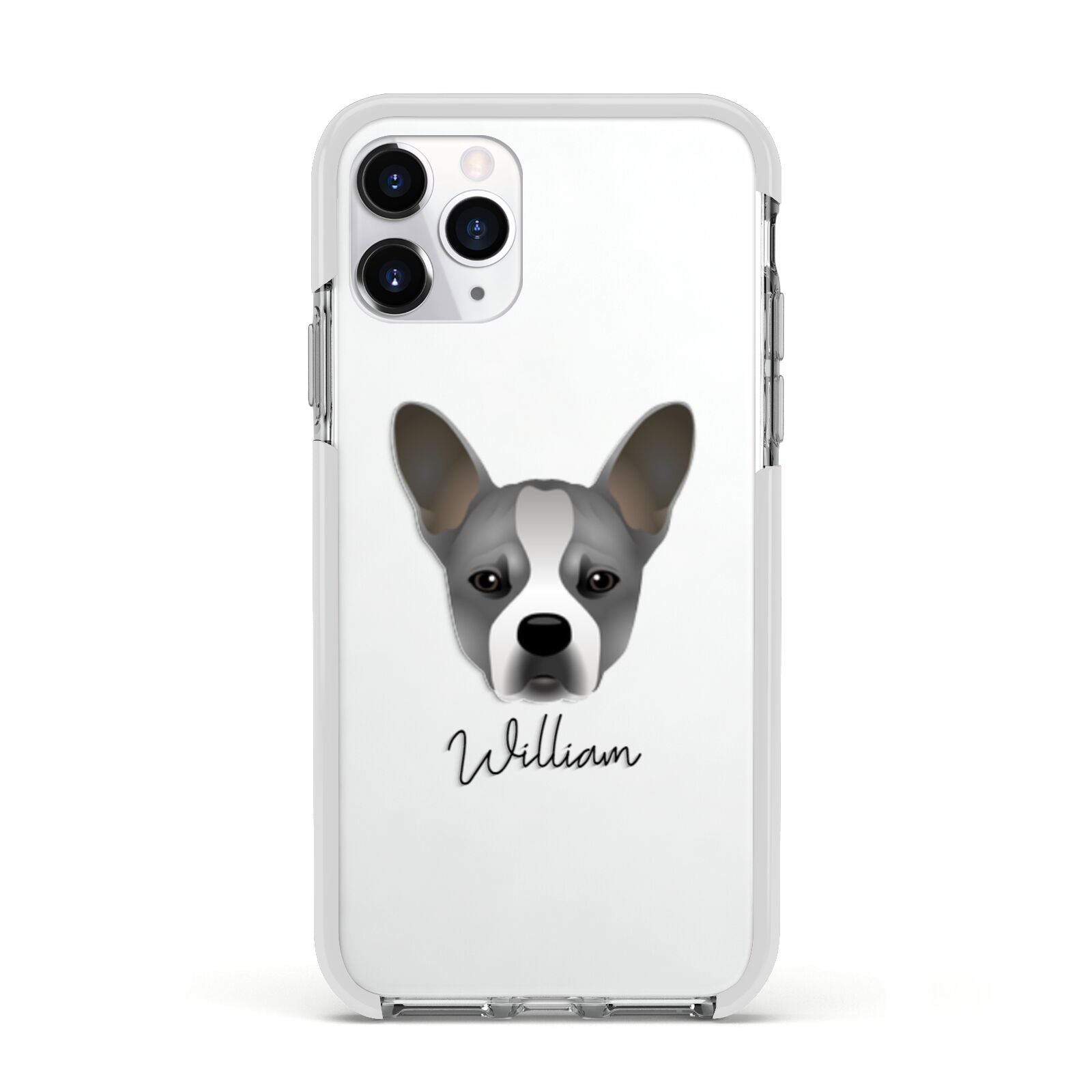 French Bull Jack Personalised Apple iPhone 11 Pro in Silver with White Impact Case