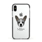 French Bull Jack Personalised Apple iPhone Xs Impact Case Black Edge on Silver Phone
