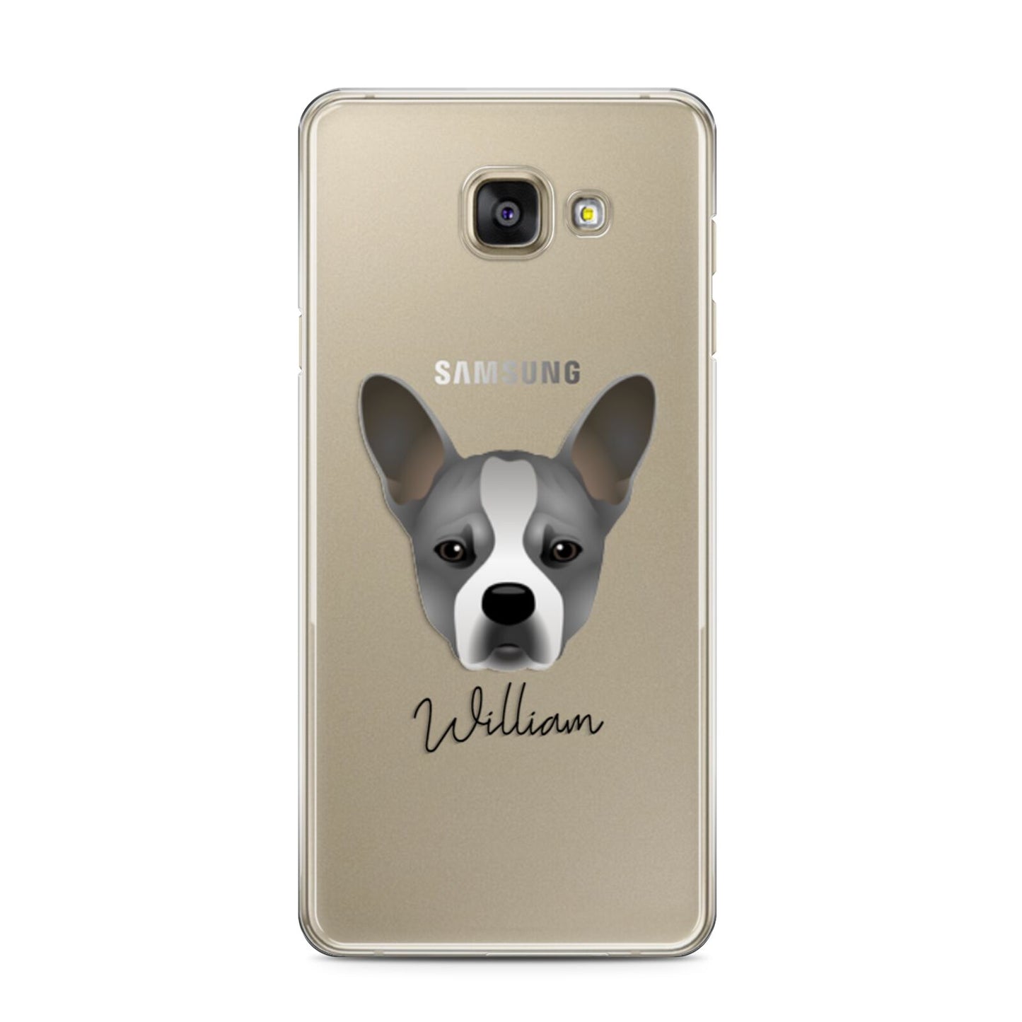 French Bull Jack Personalised Samsung Galaxy A3 2016 Case on gold phone