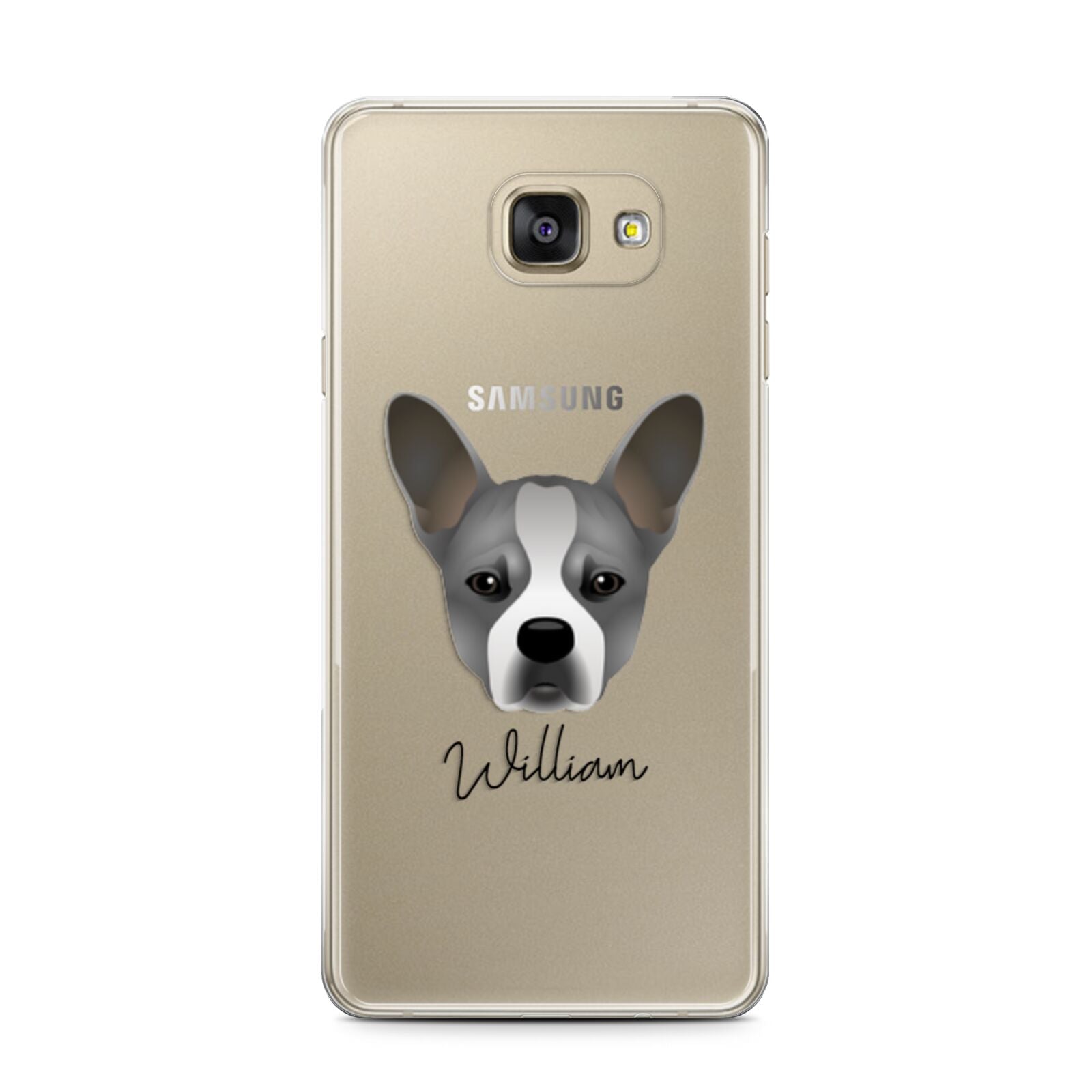 French Bull Jack Personalised Samsung Galaxy A7 2016 Case on gold phone
